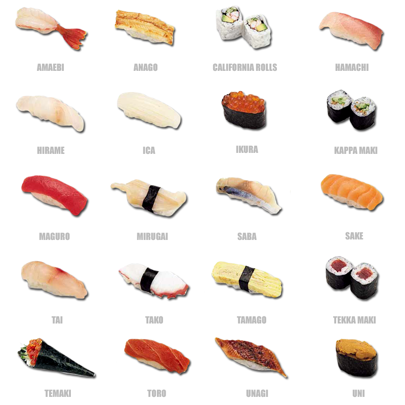 Разновидность суши и роллов фото SUSHI WRAPPING PAPER STATIONERY - Google Search Japanese food traditional, Sushi