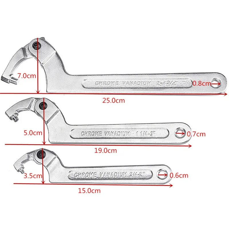 Разновидности ключей гаечных с фото и названиями 1pc Adjustable Hook C Type Wrench Spanner Tool Nuts Bolts Hand Tool 19 51mm 32 7