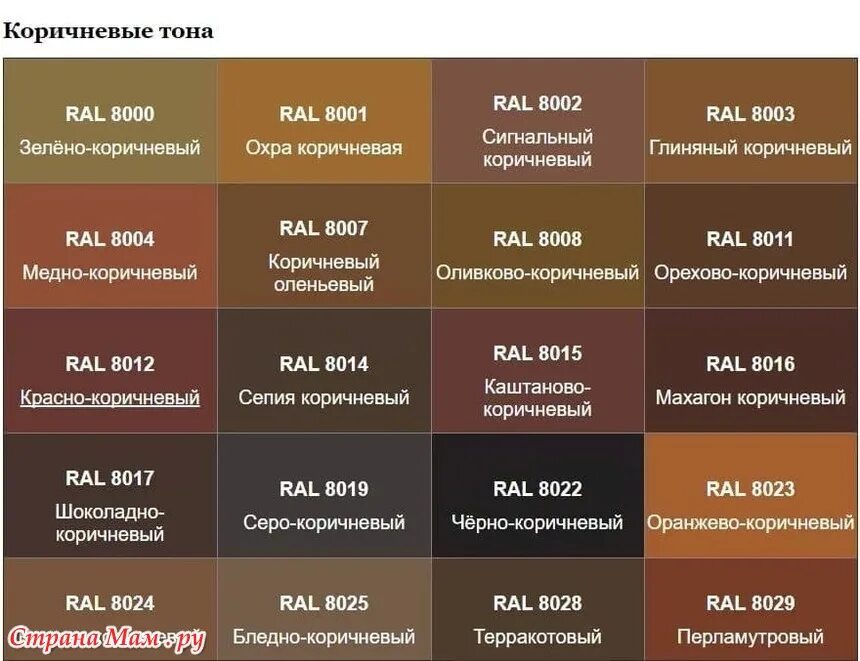 Разновидности коричневого цвета названия и фото Игра - авантюра "Радуга - 2021". Июнь. Цвет настроения - КОРИЧНЕВЫЙ + ДЕТСКИЙ ДЖ