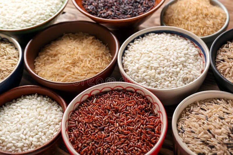 Разновидности риса фото Different Types of Rice in Bowls on Table Stock Photo - Image of brown, food: 15