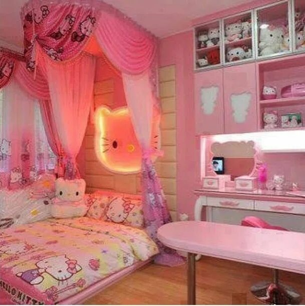 Разные дизайны комнат для девочек Hello Kitty bedroom Hello kitty rooms, Hello kitty bedroom, Cat bedroom