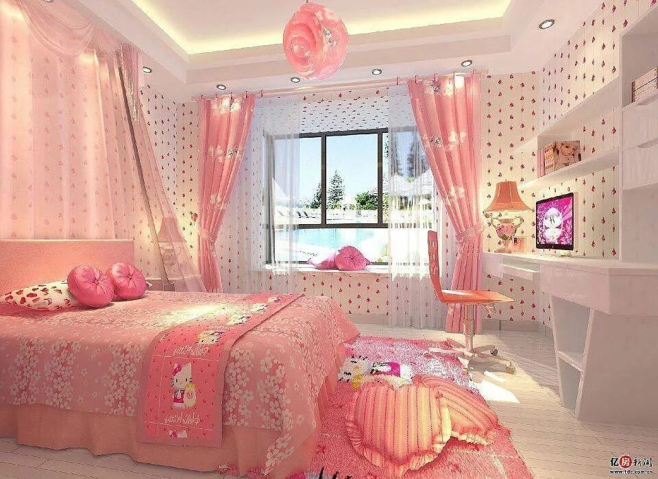 Разные дизайны комнат для девочек Одноклассники Hello kitty bedroom decor, Pink room decor, Girly bedroom