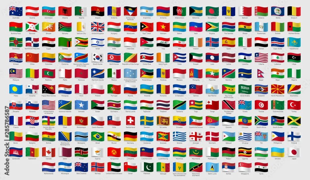 Разные флаги мира фото World national waving flags. Official country signs with names, countries flag b