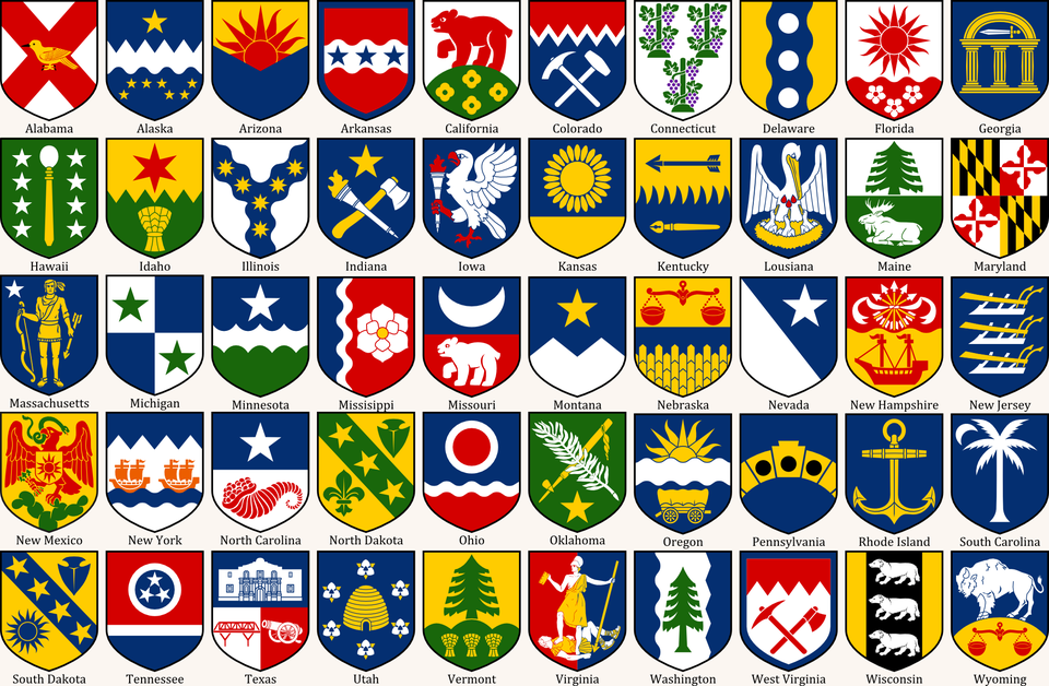 Разные гербы фото Arms for every US State : heraldry Heraldry, Coat of arms, Arms