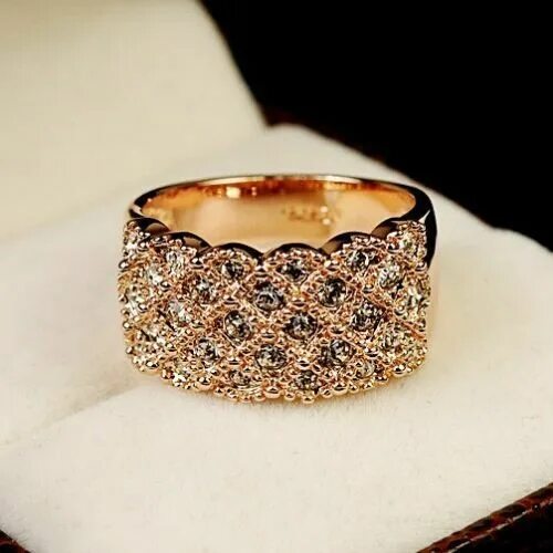 Разные кольца фото 18k Rose Yellow Gold gp lab Diamond Pave Wide Wedding Party Anniversary Ring eBa