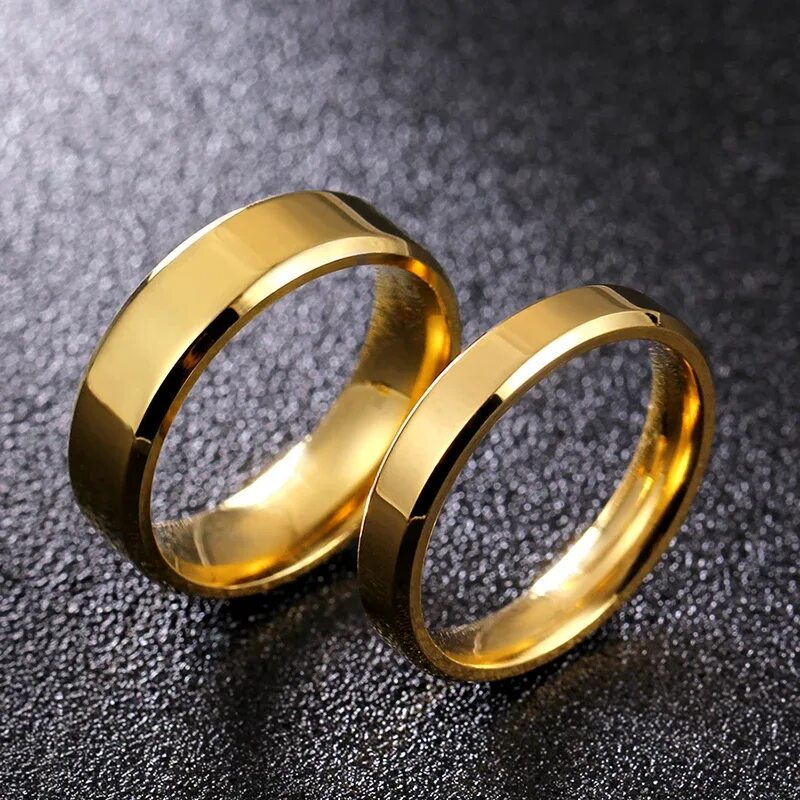 Разные кольца фото MANGOSKY 4mm 6mm Gold Stainless Steel Couple Ring For Man and Women - AliExpress