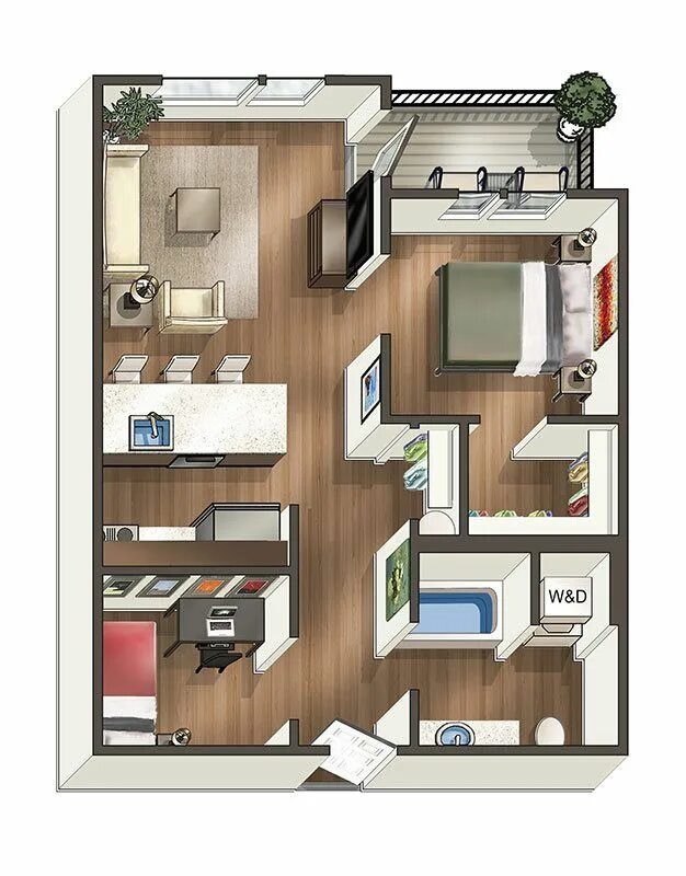 Разные планировки на разных этажах Floor Plans of The Henry in Tacoma, WA Sims house plans, One bedroom house plans