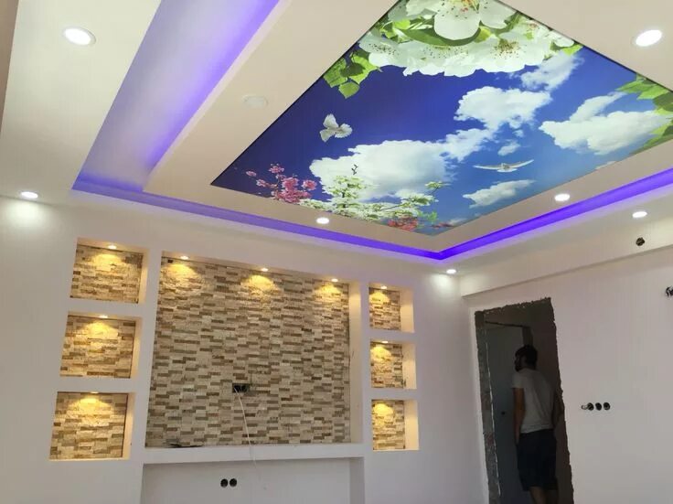 Разные потолки фото Sky Mural Ceiling Design for Home Decor