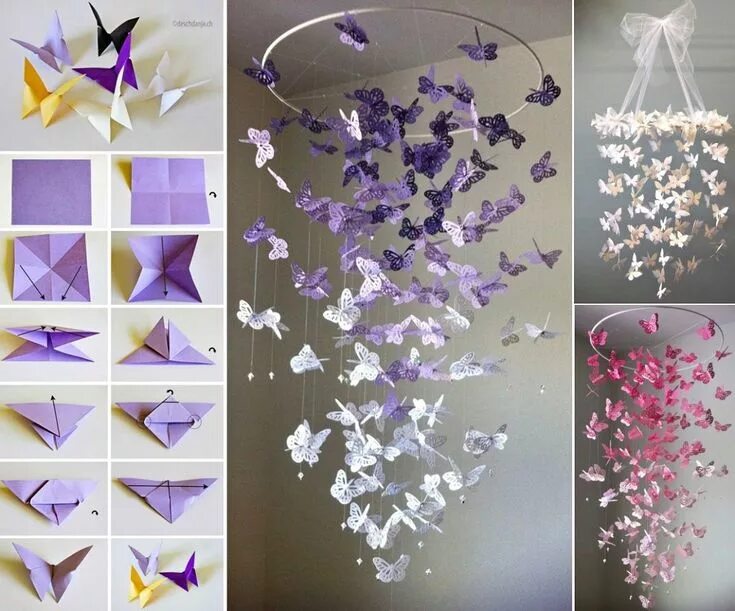 Разный декор своими руками Butterfly Chandelier Mobile TheWHOot Поделки, Бумажные бабочки, Бумажные поделки