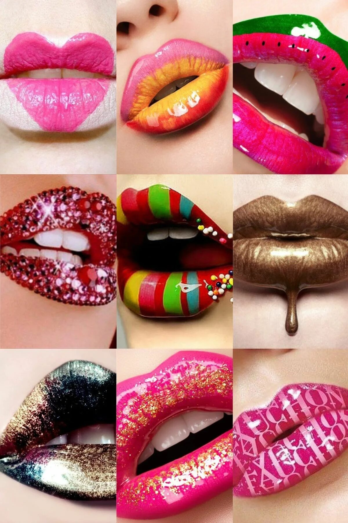 Разный макияж губ FashionFixation Lip art, Lipstick designs, Lip art makeup