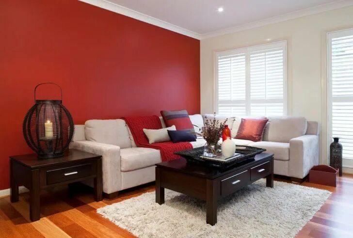 Разный цвет стен в интерьере Best And Eye-Popping Red Living Room Color Schemes Modern living room colors, Li