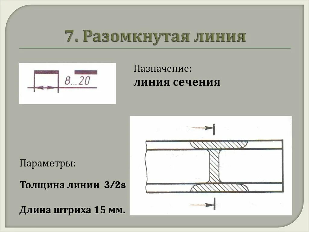 Разомкнутая линия на чертеже фото Линии чертежа ГОСТ 2.303-68 - презентация онлайн