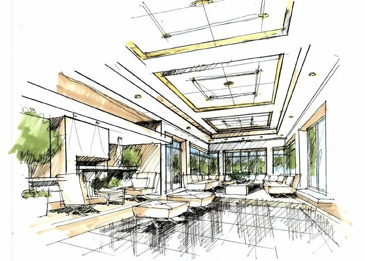 Разработка дизайн проектов помещений Paul Sang Interior Sketch Interior sketch, Architect drawing, Conceptual sketche