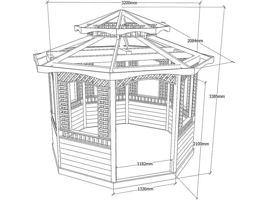 Разрез беседки чертеж Шестигранные беседки (66 фото): шестиугольные конструкции для дачи своими руками