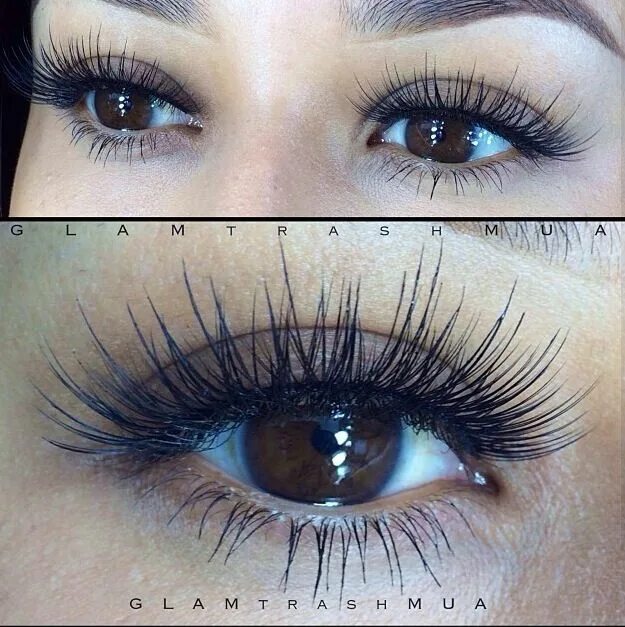 Разряженный эффект нарощенных ресниц фото Glamour Trash Eyelash extentions, Lashes, Eyelashes