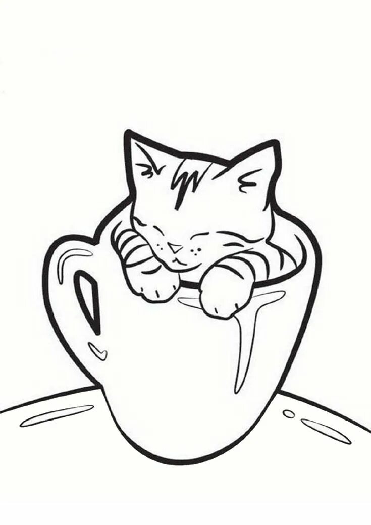 Разукрашка котики фото Free & Easy To Print Kitten Coloring Pages Simple cat drawing, Cat coloring page