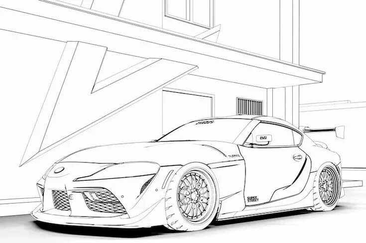 Разукрашка машин тюнинг Free Car Coloring Pages Cars coloring pages, Toyota supra, Free cars