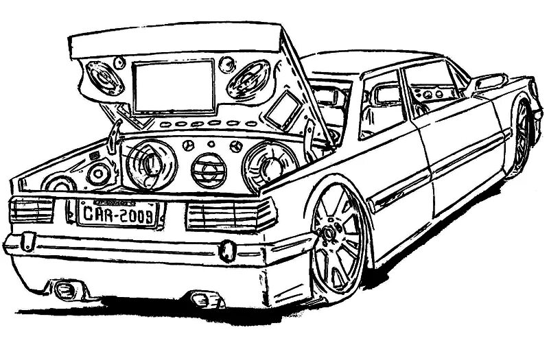 Разукрашка машин тюнинг Resultado de imagem para desenho de carros rebaixados com som para imprimir e co