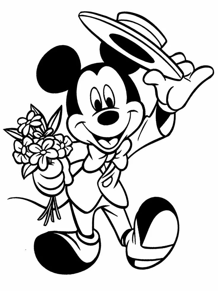 Разукрасить черно белое фото бесплатно Dibujos para colorear - Mickey Mouse, imprimir gratis Páginas para colorear disn