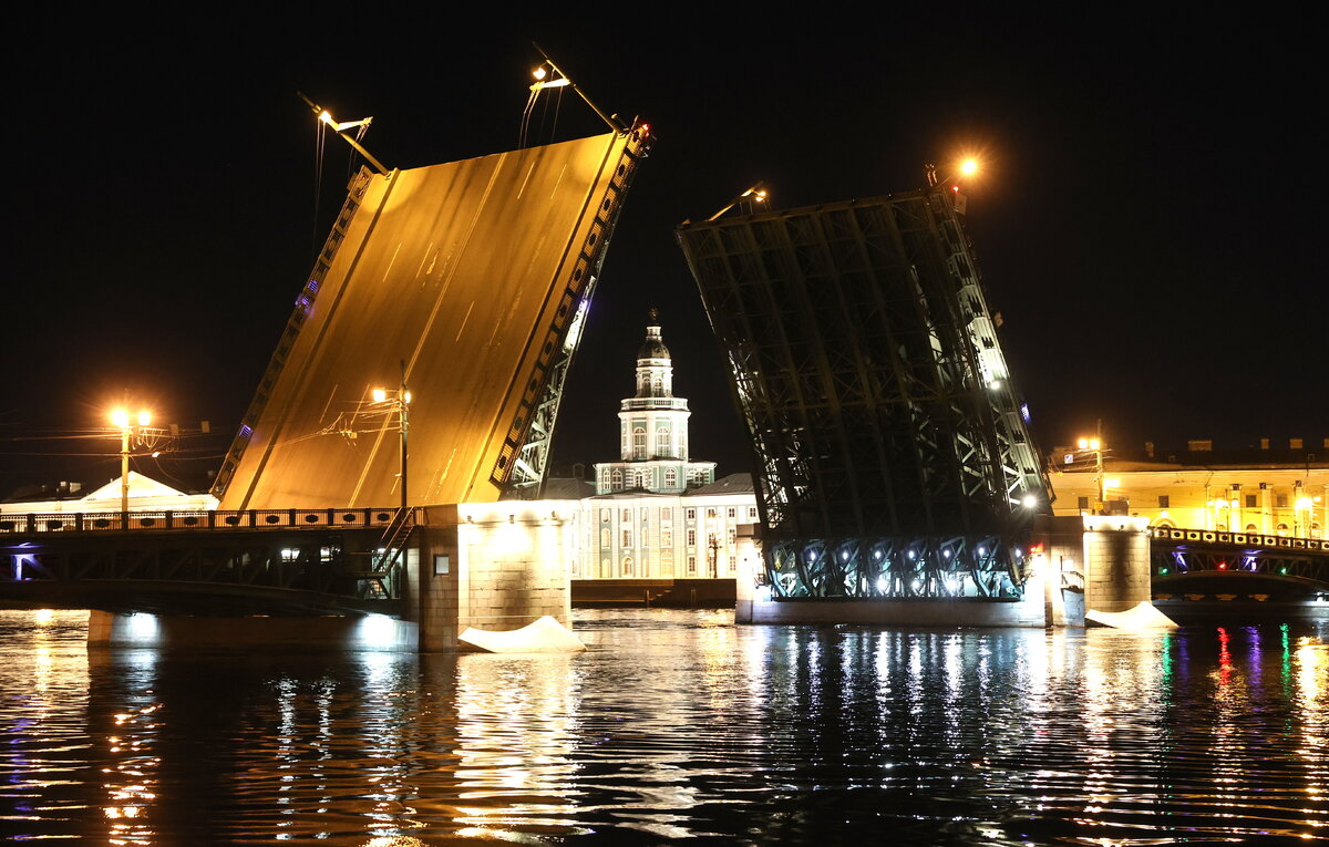 Разведенные мосты петербурга фото В Петербурге стартовал сезон разводки мостов на Неве и Малой Неве ТАСС Дзен