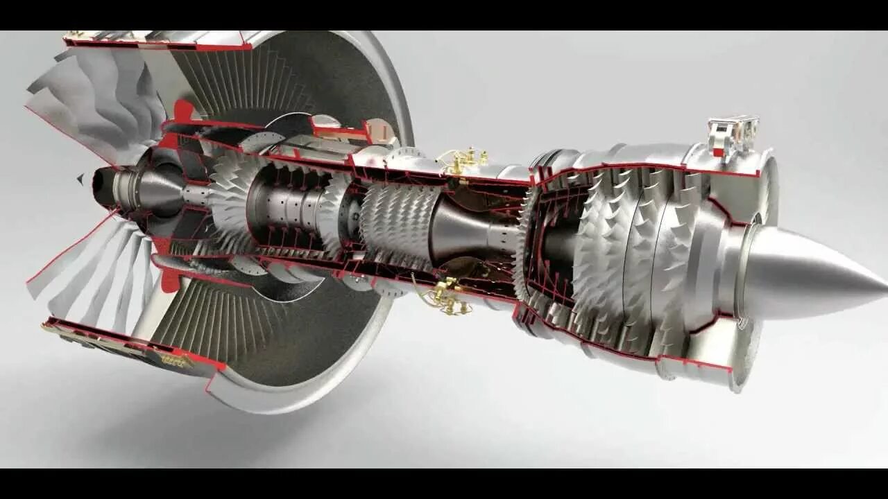 Реактивный двигатель фото 3D model of a jet engine - 3 Spool gas turbine engine - YouTube