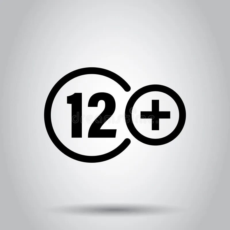 Реалии 12 фото Twelve Plus Icon in Flat Style. 12+ Vector Illustration on White Isolated Backgr