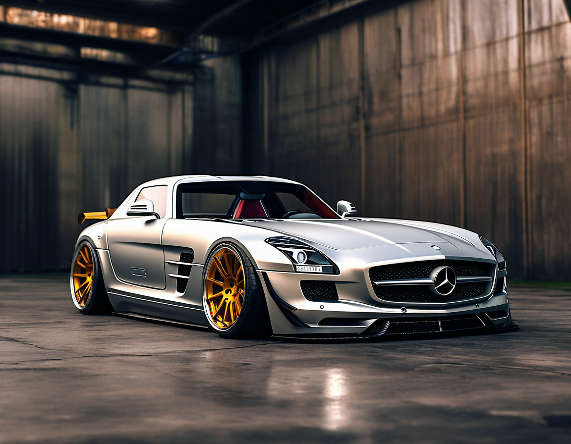 Реалистичный тюнинг машин Mercedes-Benz SLS, тюнинг,stance,." - картинка создана в Шедевруме