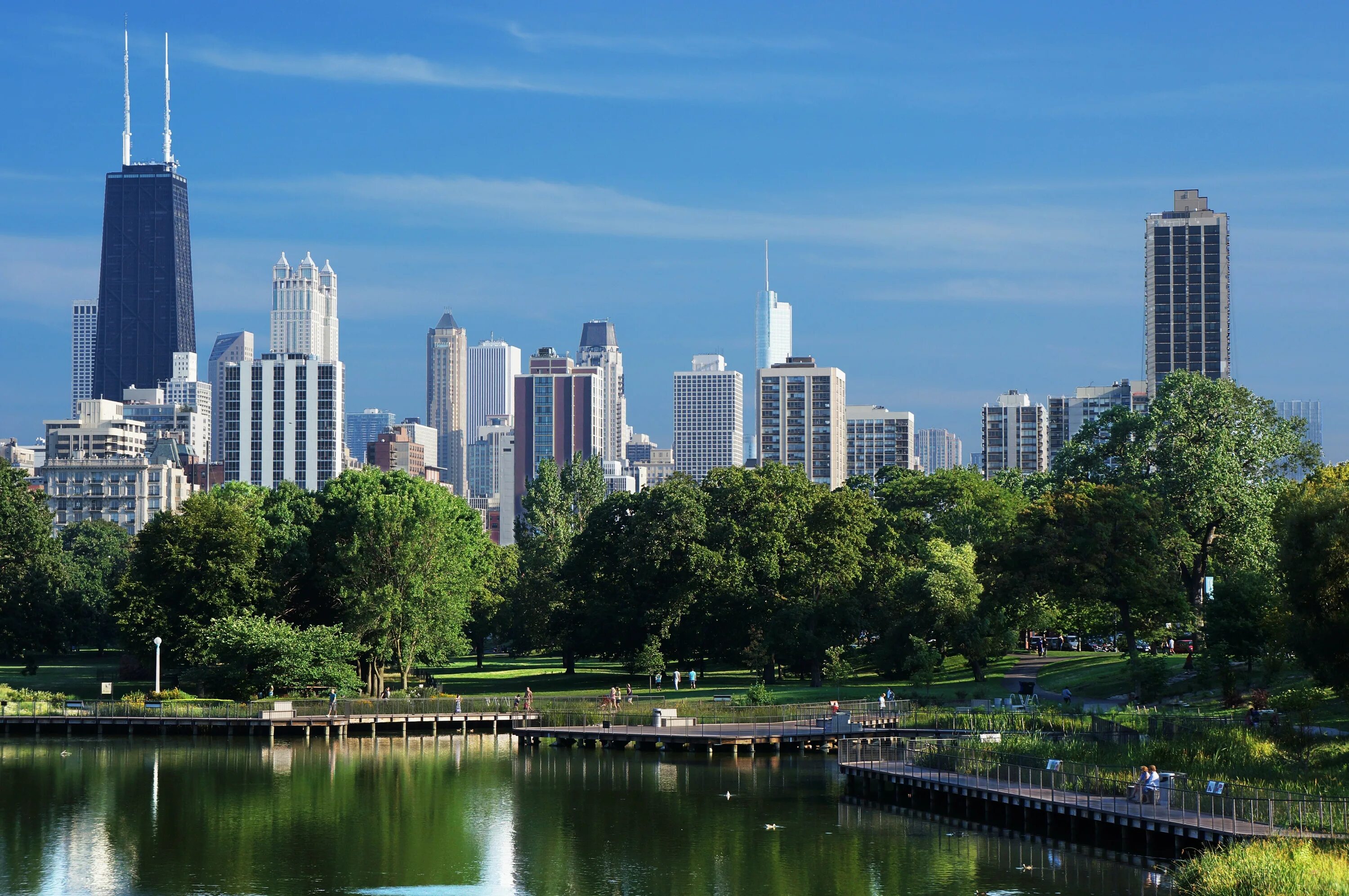 Реальное фото города Wallpaper : city, cityscape, reflection, park, skyline, skyscraper, river, horiz