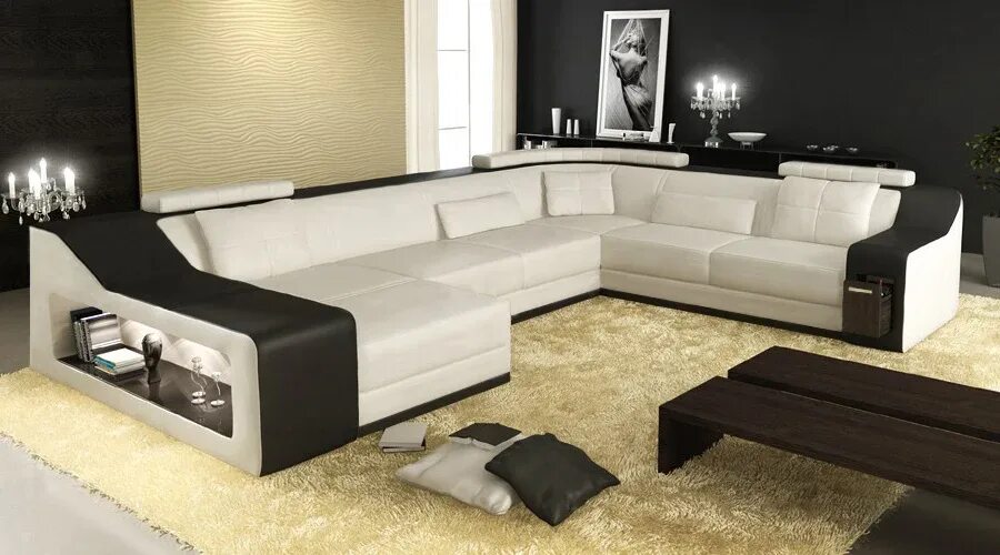 Реальное фото углового дивана New Design Sofa Corner Sofa With Led Light Sofa - Living Room Sofas - AliExpress