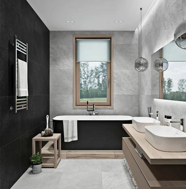 Splash of Color in a Black & White Environment Black bathroom, Bathroom design l