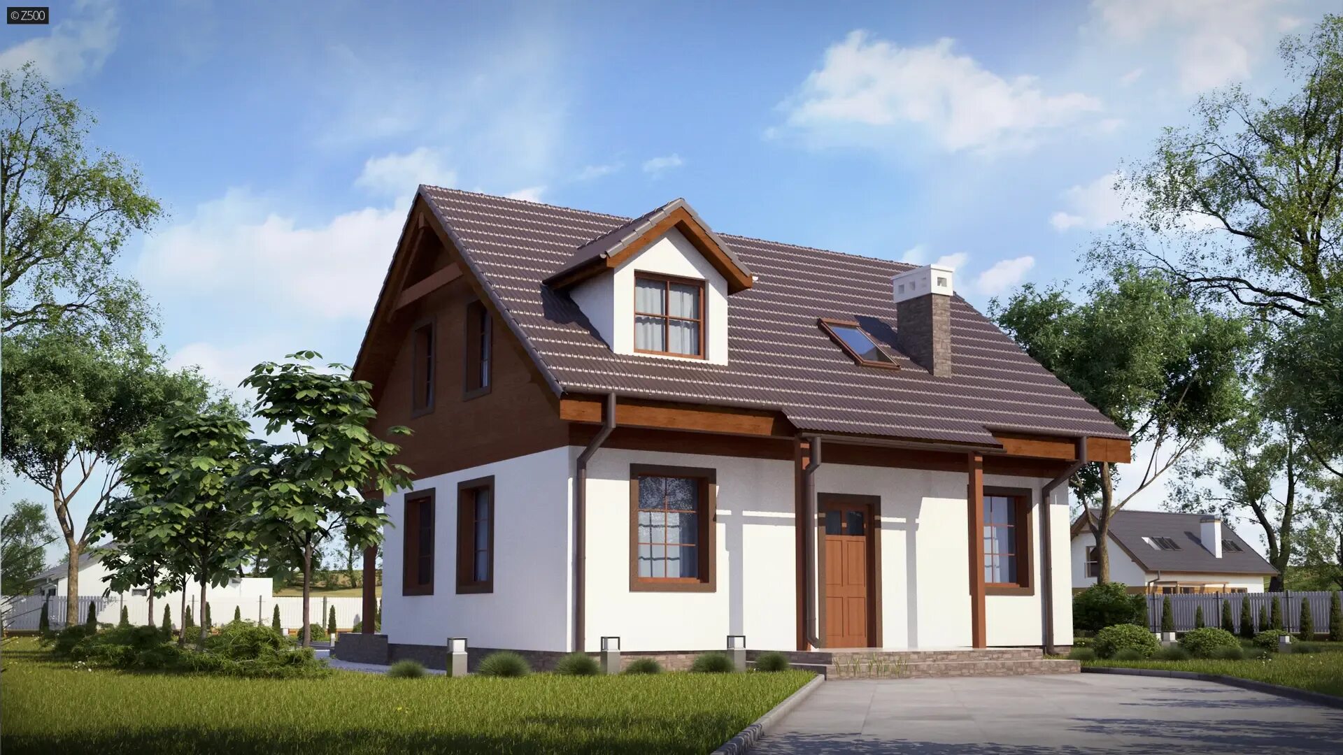 Реальные фото домов с двухскатной крышей Project house variants one-floor Z3 HB.