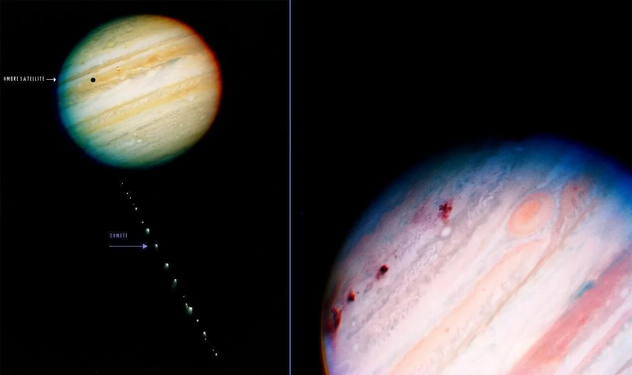 Реальные фото планет в окуляр одиночные кадры "COMETE SHOMAKER, JUPITER et ombre d'un de ses satellite" Telescopio spaziale hu