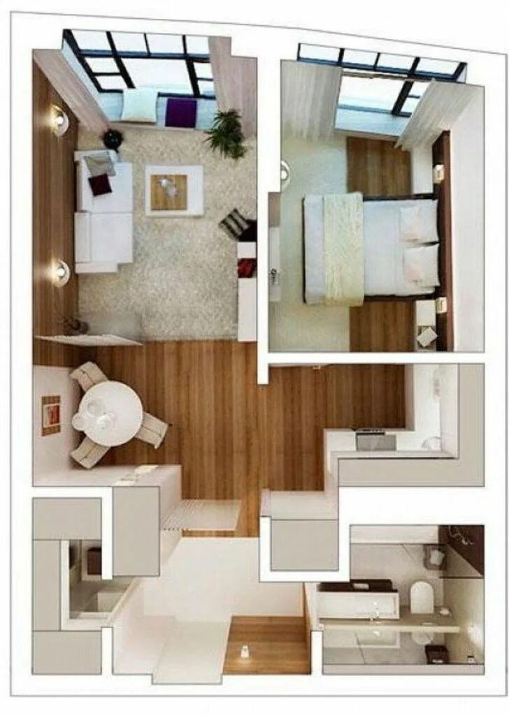 Реальные планировка фото 3D plan Top view amazing Ideas - Engineering Discoveries Small apartment design,