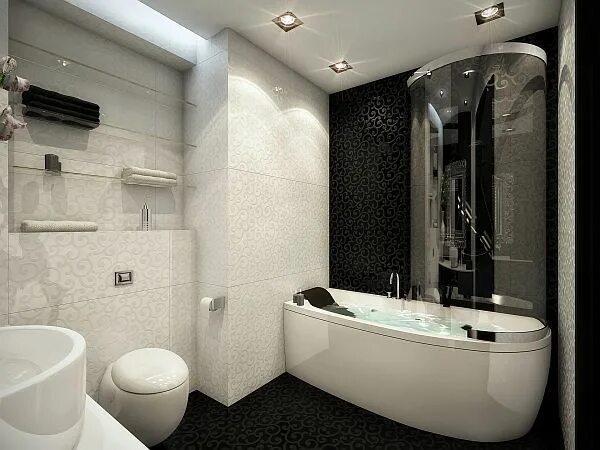 Реальный интерьер ванной комнаты Splash of Color in a Black & White Environment Black bathroom, Bathroom design l