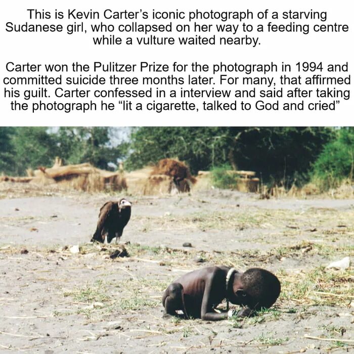 Ребенок и стервятник история фото Kevin Carter's story of succes & tragic - 9GAG