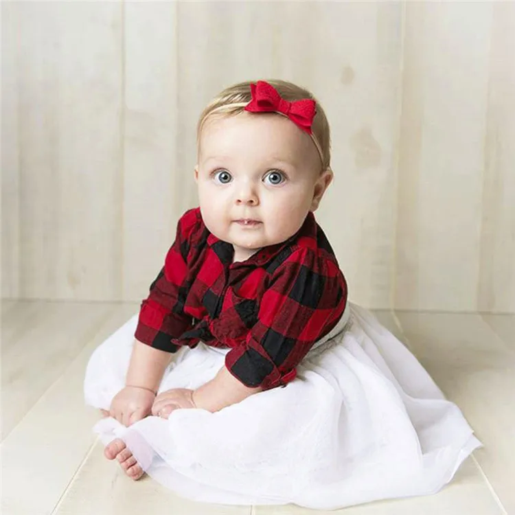 Ребенок красный фото Wholesale fall wear kids clothing red grid shirt + dress 2 pcs outfit girls bout