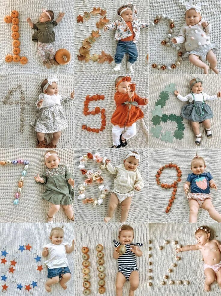 Ребенок месяц фото цифр 1 Mesversario Baby milestone photos, Monthly baby photos, Monthly baby pictures