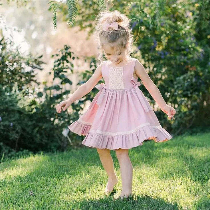 Ребенок в розовом фото 2019 Summer Baby Girl Princess Dress Pink Lace Sleeveless Dresses Lace pink dres