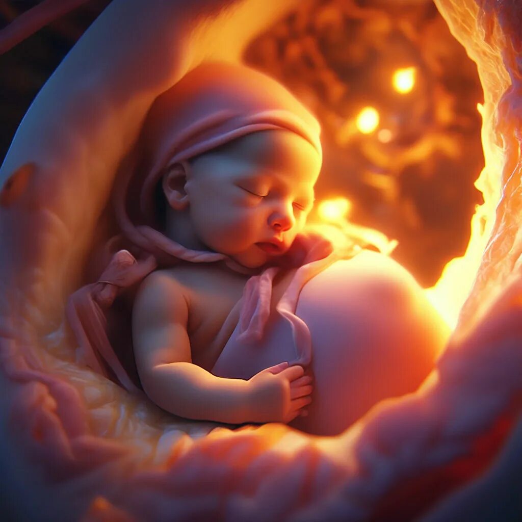 Ребенок внутри фото "Baby house inside the mother's belly." - image created in Shedevrum