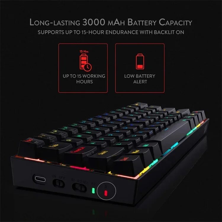 Ред драгон 530 как подключить по проводу Redragon Драконовская K530 Rgb Подсветкой Беспроводной Механическая Клавиатура 6