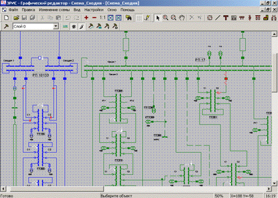 Редактор электрических схем АСУ РЭС "ЭРИС-ПО" - ЭРИС - Фирма "Энергоконтроль"