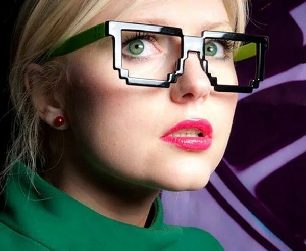 Редактор фото лицо очки Pixel Frame Glasses : lunettes 8-bit pour les rétrogameurs Geek glasses, Hipster