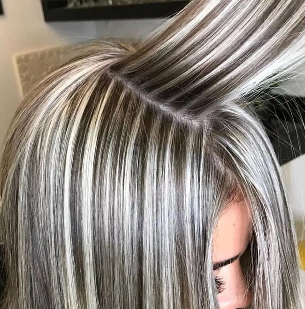 Редкое мелирование волос фото Pin on Hairs Hair styles, Gorgeous gray hair, Gray hair highlights