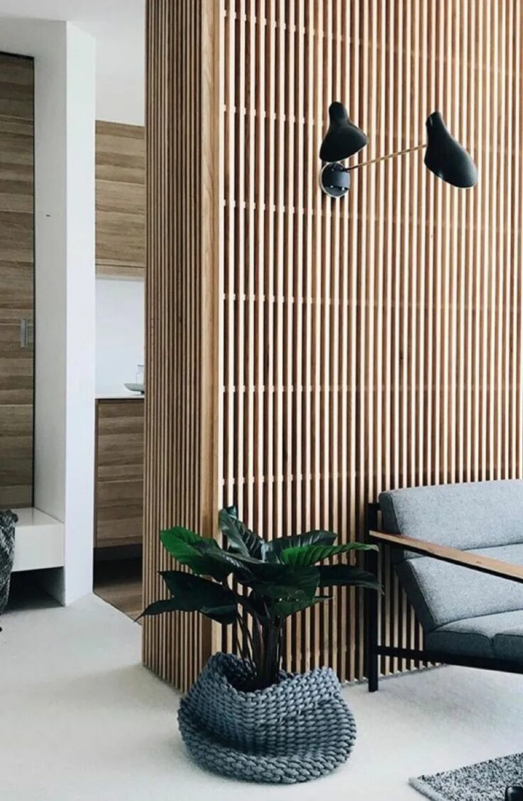 Реечки на стене декор Wood Slat Trend Wood slat wall, House interior, Interior architecture