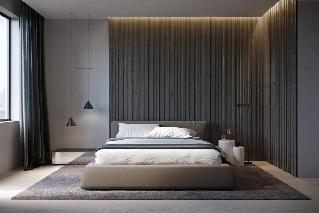 Реечные панели для стен в интерьере спальни 19 Magnificent Dark Bedrooms That Are Simply Amazing Luxurious bedrooms, Modern 