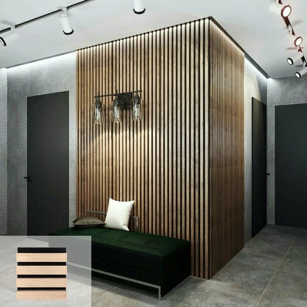 Реечные панели в интерьере прихожей фото Slats Panels For Walls Oak Wood Akupanel Acoustic Wooden Interior Decorative Fir