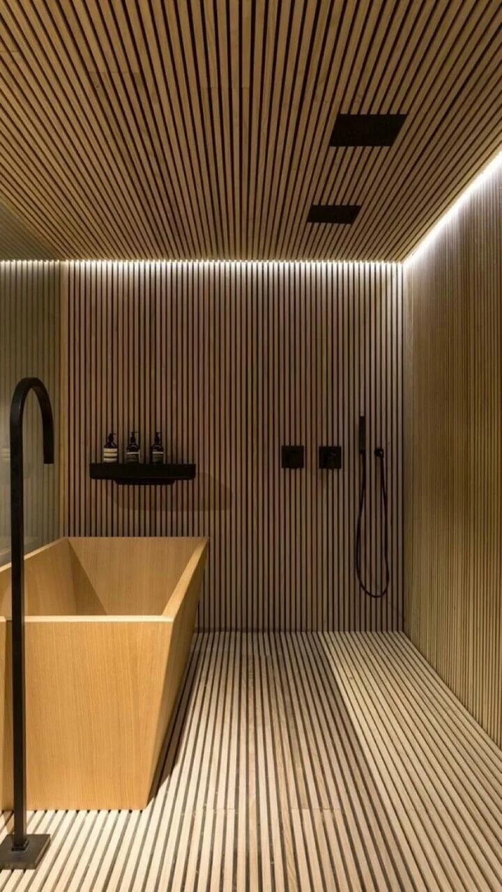 Реечные панели в ванной фото Pin by Paderina Yu on декор стен Architecture bathroom, Wooden bathroom, Bathroo