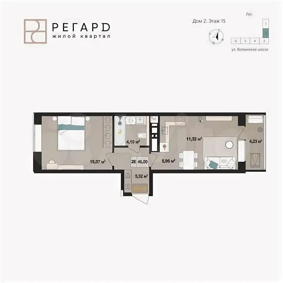 Регард воткинское ш 61 ижевск фото 2-к. квартира, 46 м², 15/17 эт. на продажу в Ижевске Купить квартиру Авито