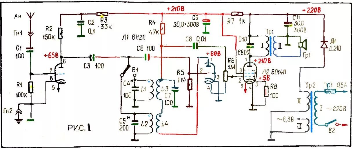 Регенеративный приемник на лампах схема принципиальная электрическая Вторая жизнь радиолампы RadioNic.ru