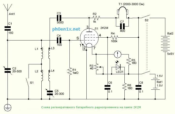 Регенеративный приемник на лампах схема принципиальная электрическая Regene receiver circuit am ssb. Tube regenerative FM detector Receiver, Vacuum t